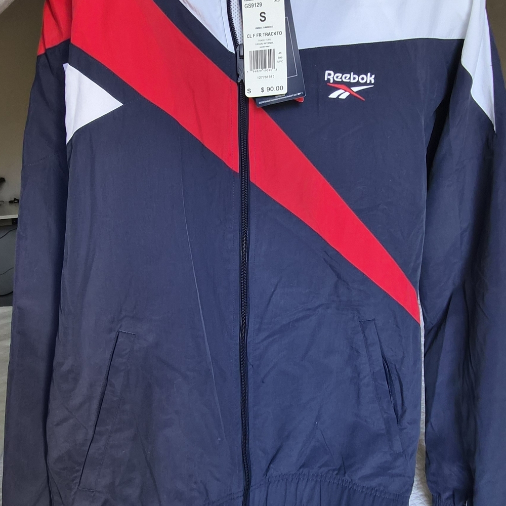 Reebok Women's Windbreaker in Navy, Red, and White